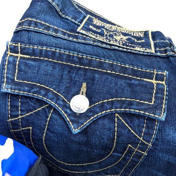 Vintage True Religion Jeans Size 36 RICKY BIG T RARE Brown Stitch - Picture 5 of 8